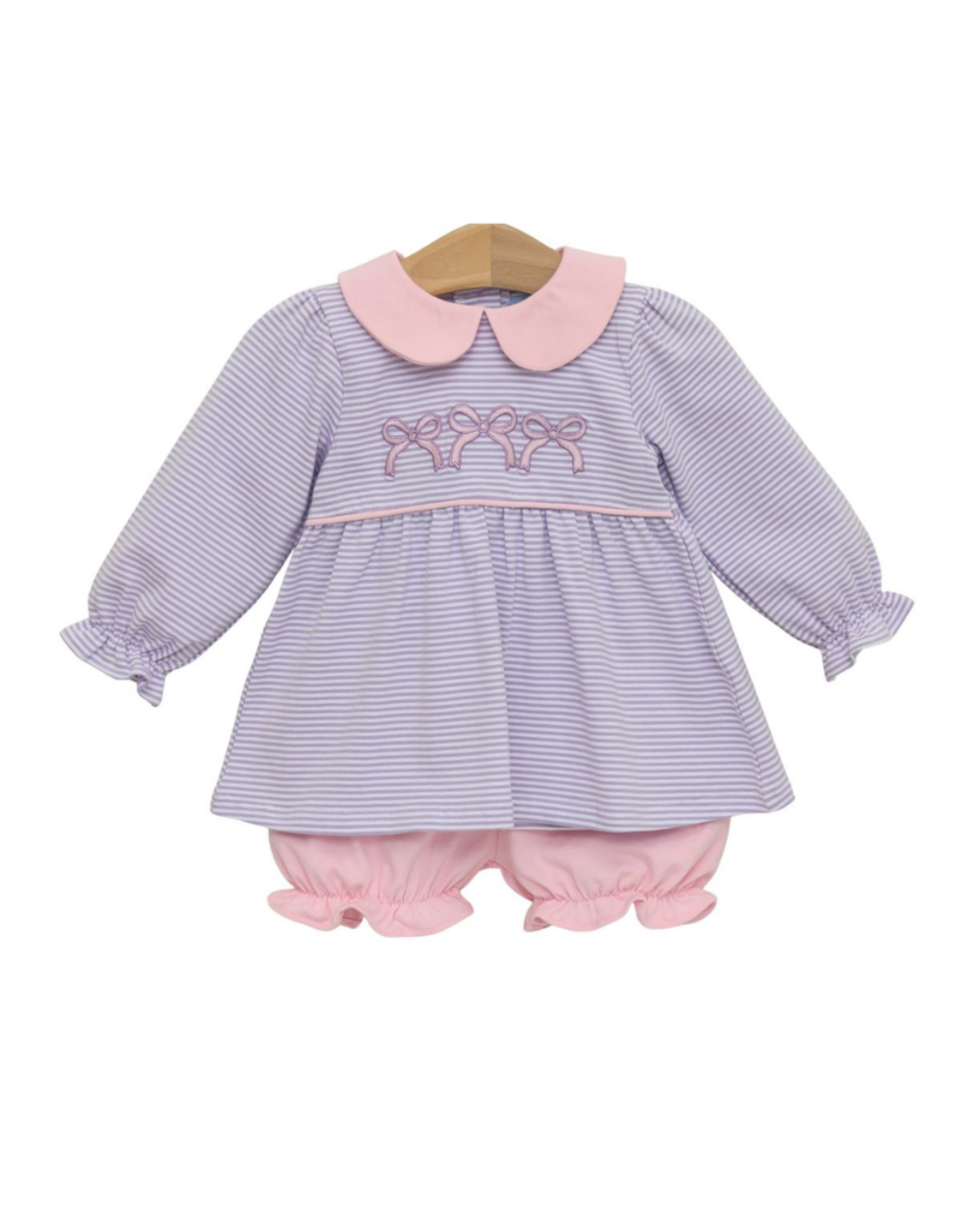 Trotter Street Kids Purple/Pink Bows Bloomer Set