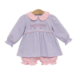 Trotter Street Kids Purple/Pink Bows Bloomer Set