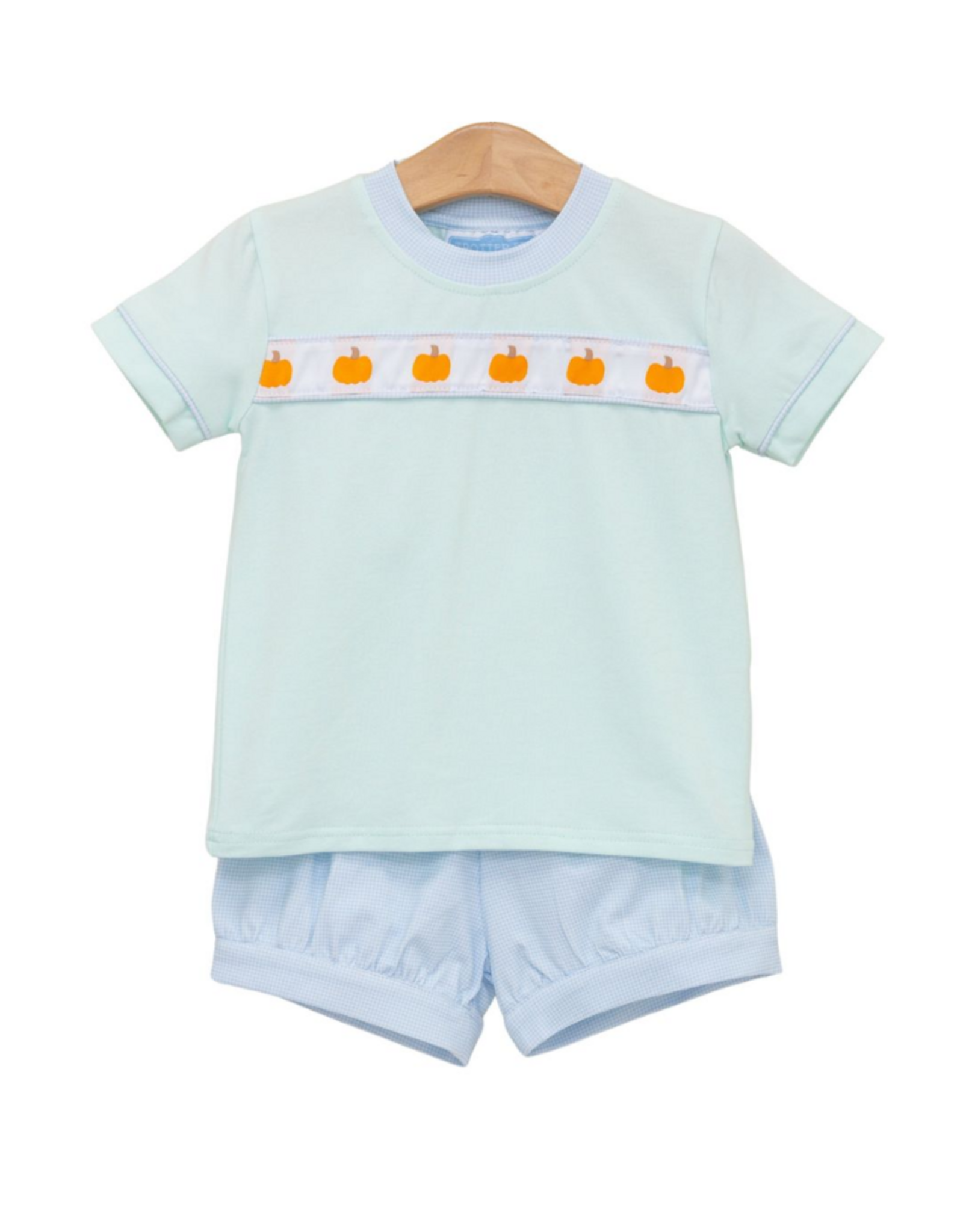 Trotter Street Kids Pumpkin Rowe Banded Short Set
