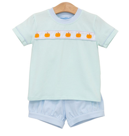 Trotter Street Kids Pumpkin Rowe Banded Short Set