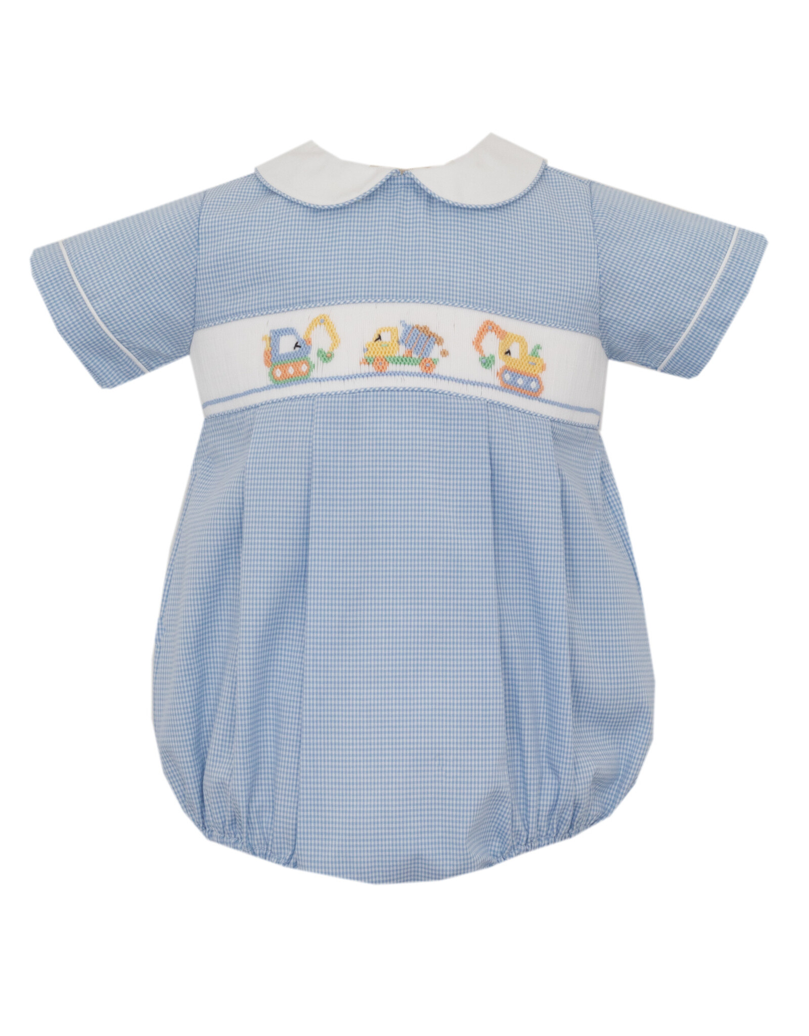 Petit Bebe Blue Gingham Bubble, Trucks