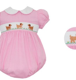 Petit Bebe Pink Check Bubble, Puppies