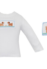 Petit Bebe Lt Blue Check Puppies Smock Pant Set