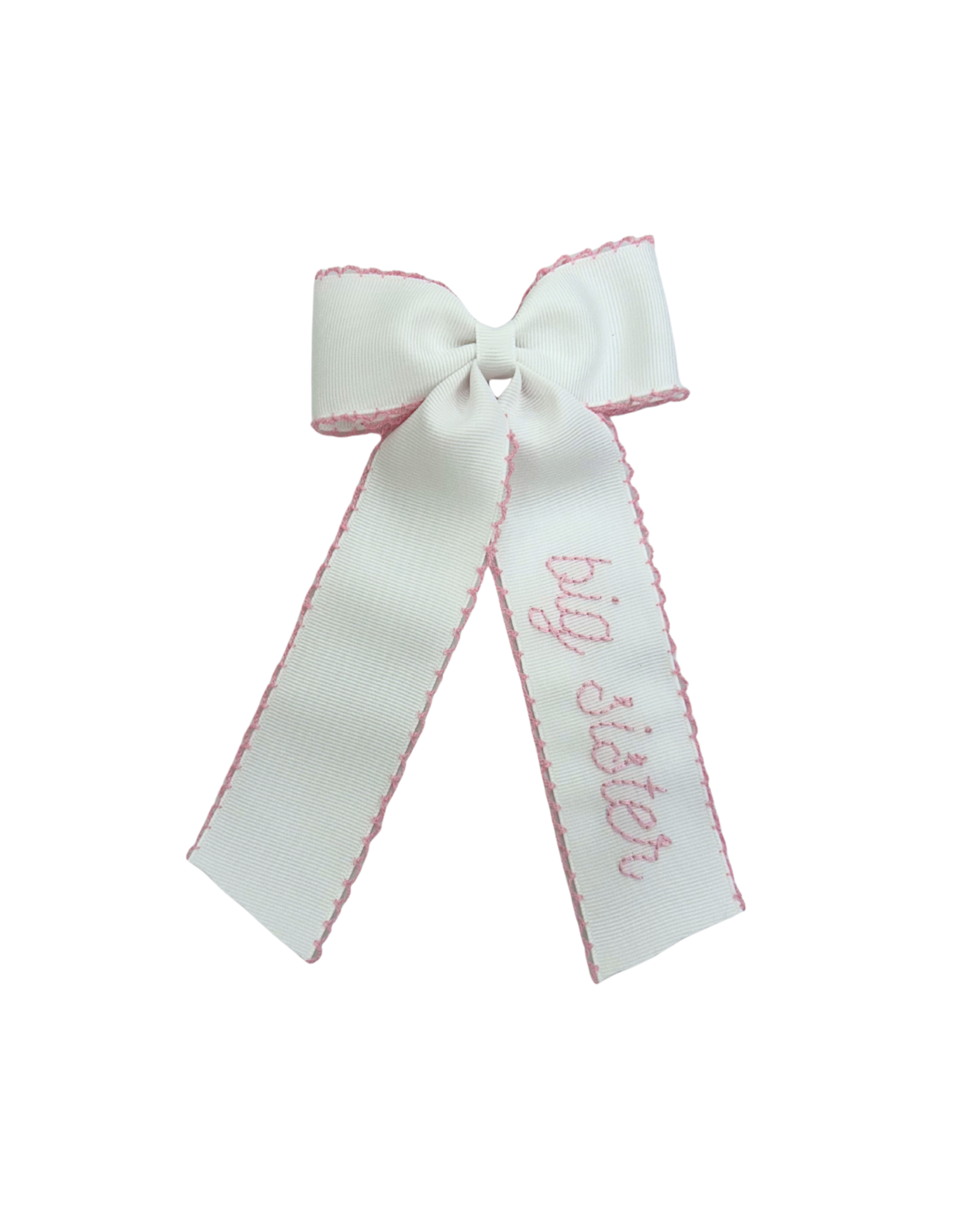 Hallie Sobie Co. Hand Stitched Bow, Big Sister Pink Moonstitch