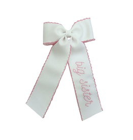 Hallie Sobie Co. Hand Stitched Bow, Big Sister Pink Moonstitch