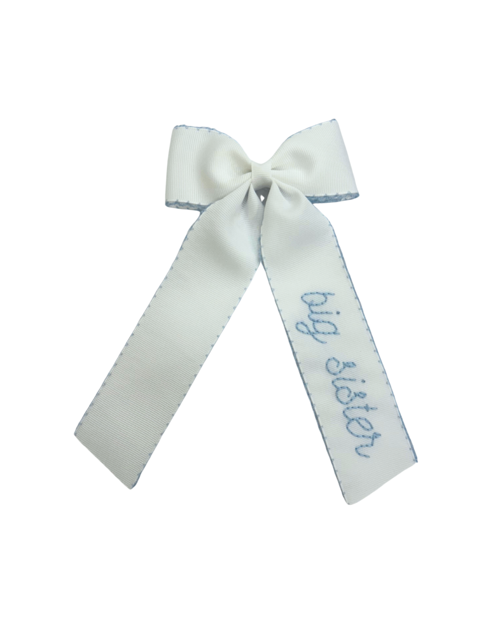 Hallie Sobie Co. Hand Stitched Bow, Big Sister Blue Moonstitch