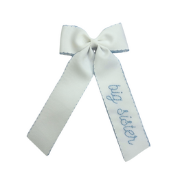Hallie Sobie Co. Hand Stitched Bow, Big Sister Blue Moonstitch