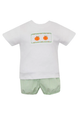 Petit Bebe Boys Pumpkin Green Check Diaper Set