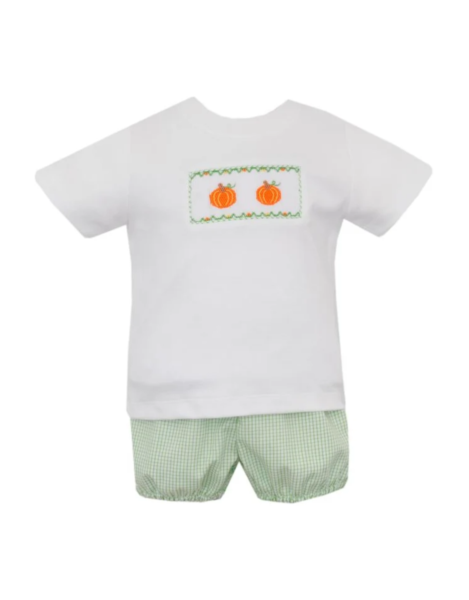 Petit Bebe Boys Pumpkin Green Check Diaper Set