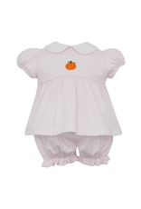 Petit Bebe Crochet Pumpkin Pink Check Knit Bloomer Set