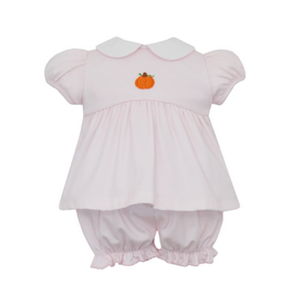 Petit Bebe Crochet Pumpkin Pink Check Knit Bloomer Set