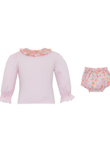 Petit Bebe Pumpkin Print Bloomer Set w/ Smocked Collar