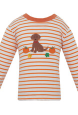 Claire and Charlie Orange Stripe Fall Puppy LS Tee