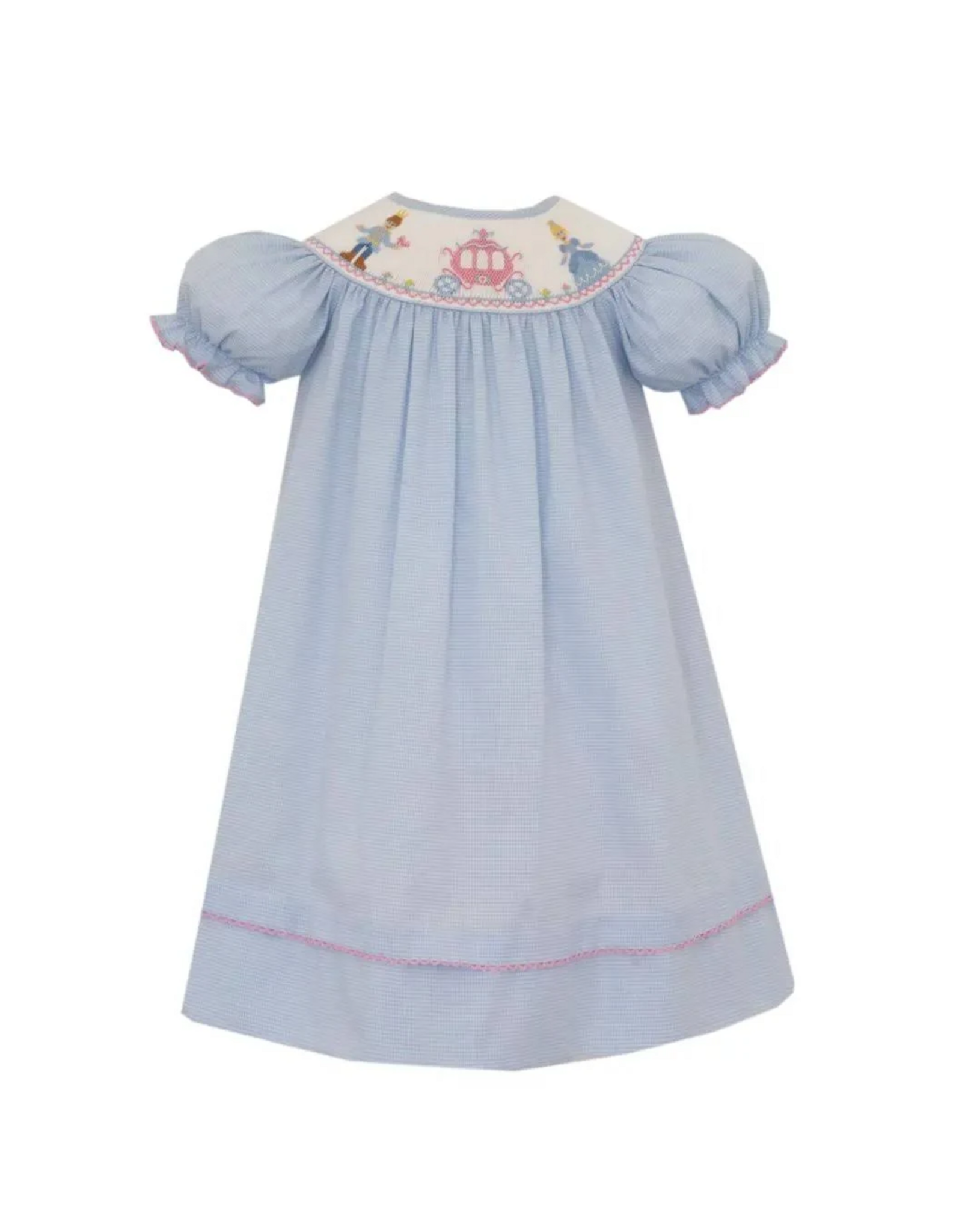Anavini Cinderalla Lt Blue Gingham Bishop Dress