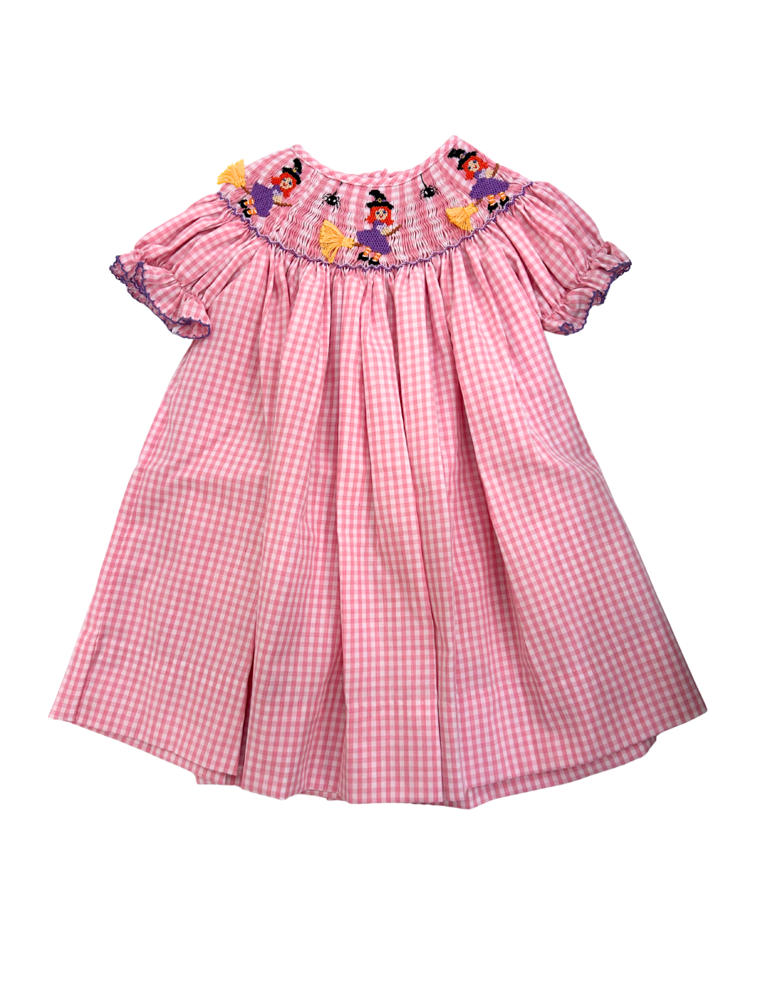 Anavini Halloween Witch Pink Gingham Bishop Dress