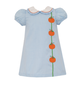 Claire and Charlie Pumpkin Blue Gingham Dress