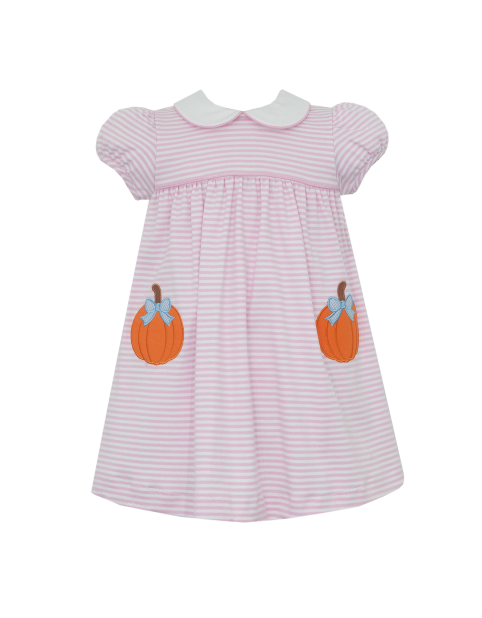 Claire and Charlie Pumpkin w/ Bow Pink Stripe Knit Dress