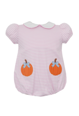 Claire and Charlie Pumpkin w/ Bow Pink Stripe Knit Bubble