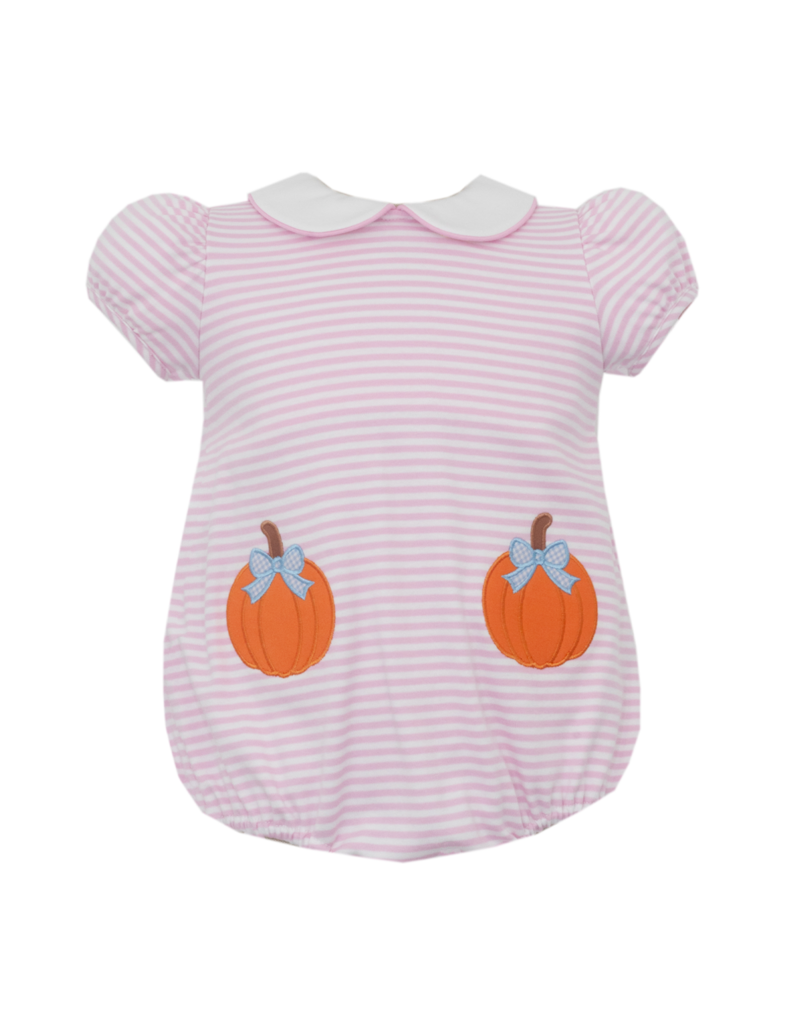 Claire and Charlie Pumpkin w/ Bow Pink Stripe Knit Bubble