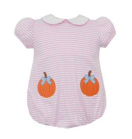 Claire and Charlie Pumpkin w/ Bow Pink Stripe Knit Bubble