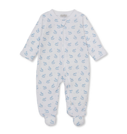 Kissy Kissy Gingham Rockers PRT Zip Footie, Lt Blue