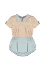Sophie & Lucas Oatmeal/ Chambray Boy Set