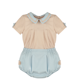 Sophie & Lucas Oatmeal/ Chambray Boy Set