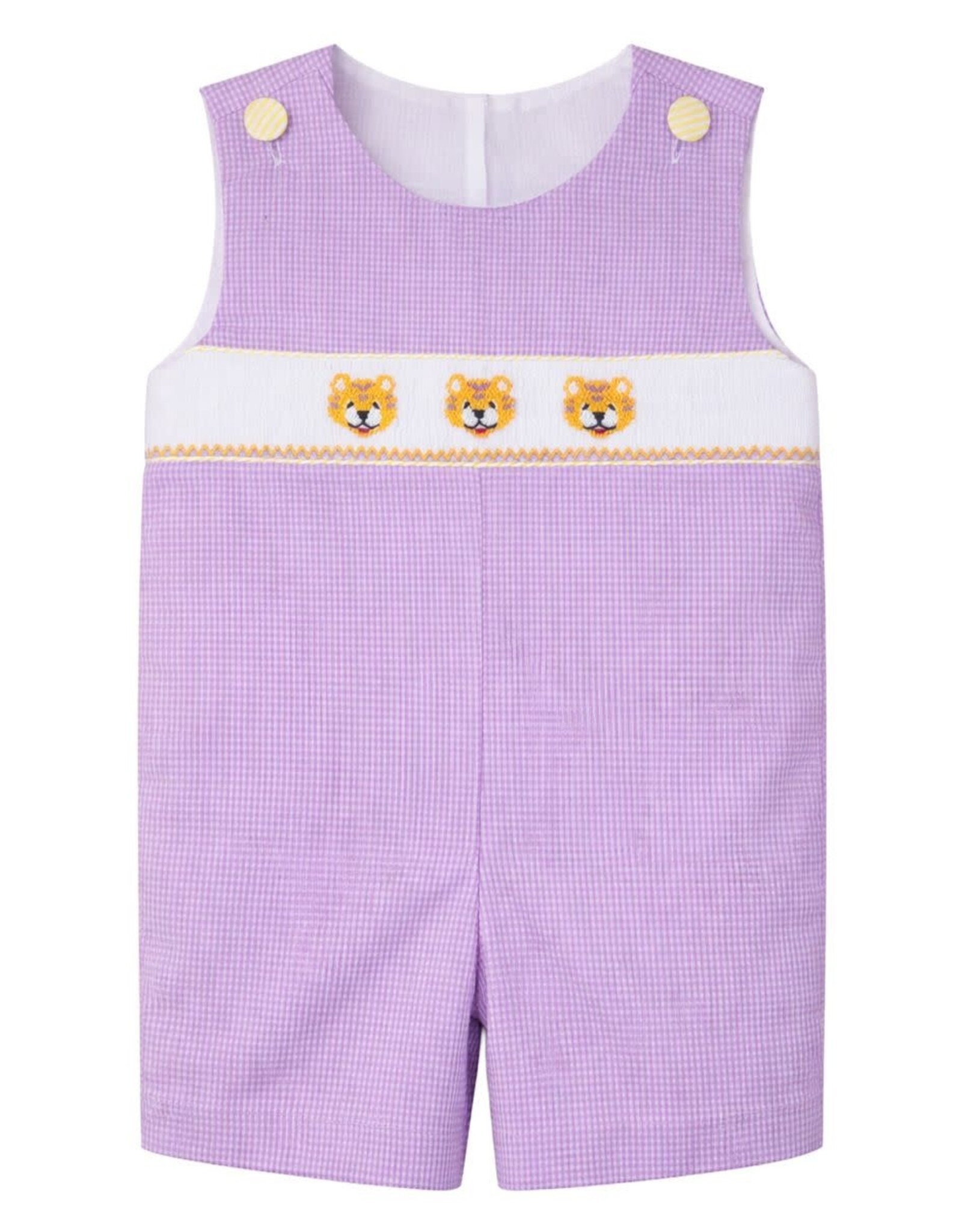 Krewe Kids Ethan Smocked Jon Jon, Purple Gingham Tiger