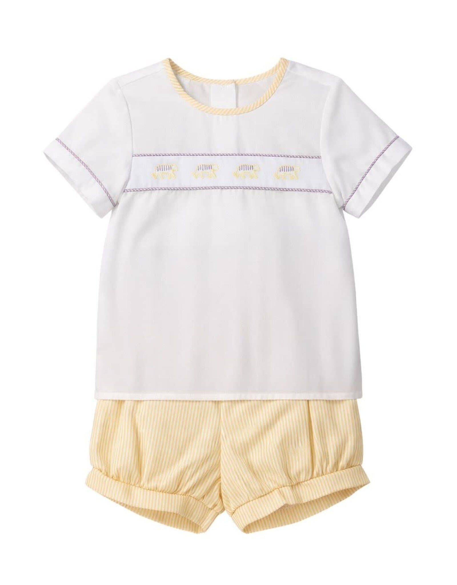 Krewe Kids Wyatt Banded Short Set, Yellow Tiger Stripe