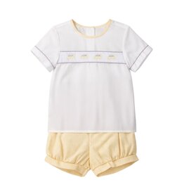 Krewe Kids Wyatt Banded Short Set, Yellow Tiger Stripe