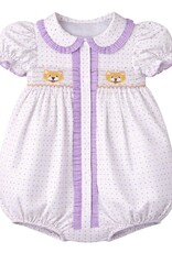 Krewe Kids Ruby Smocked Bubble, Purple Bitty Dot Tiger