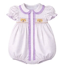 Krewe Kids Ruby Smocked Bubble, Purple Bitty Dot Tiger