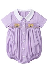 Krewe Kids Miller Smocked Bubble, Purple Gingham Tiger