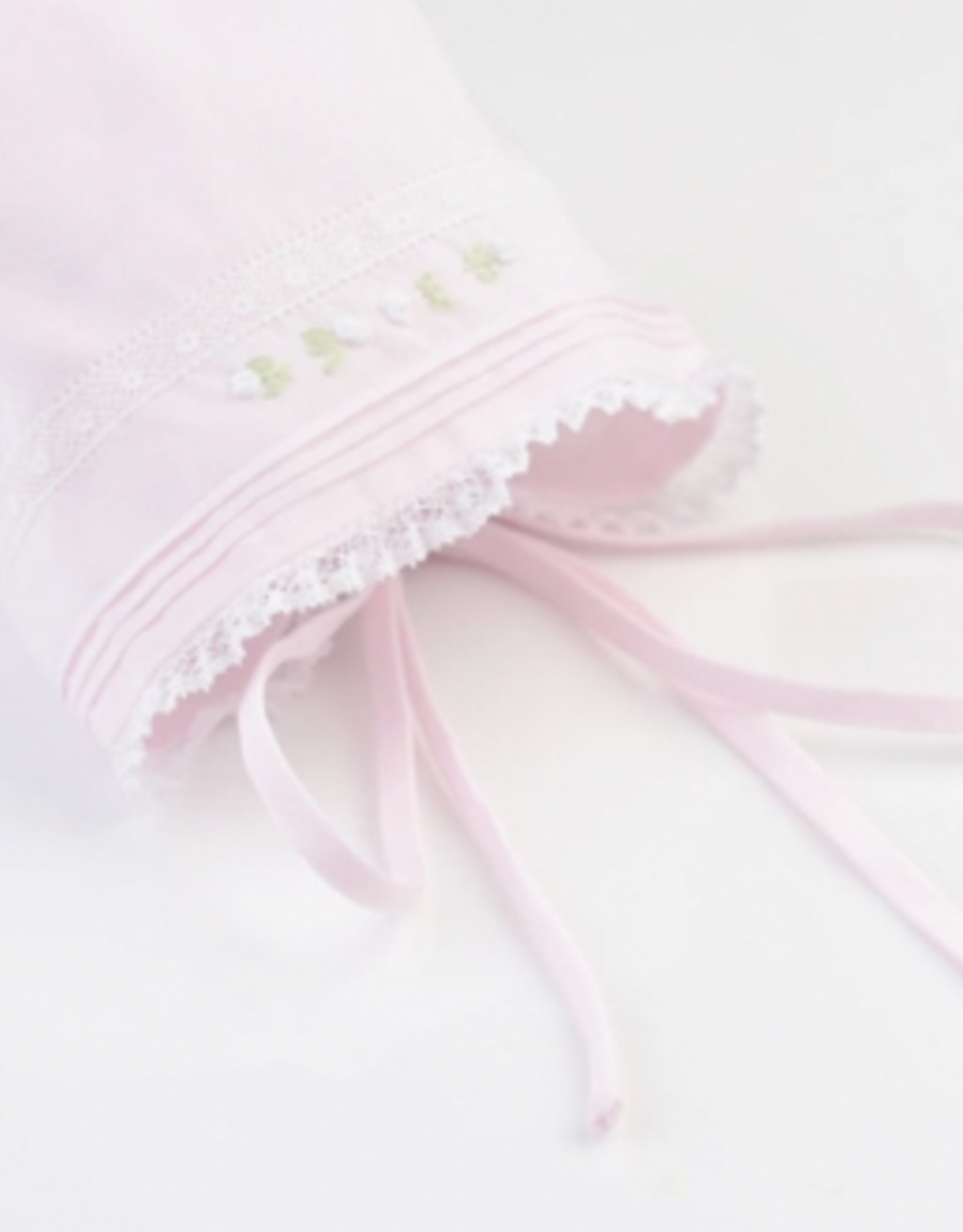 Feltman Brothers Girls Pink Floral Bullions & Lace Bonnet