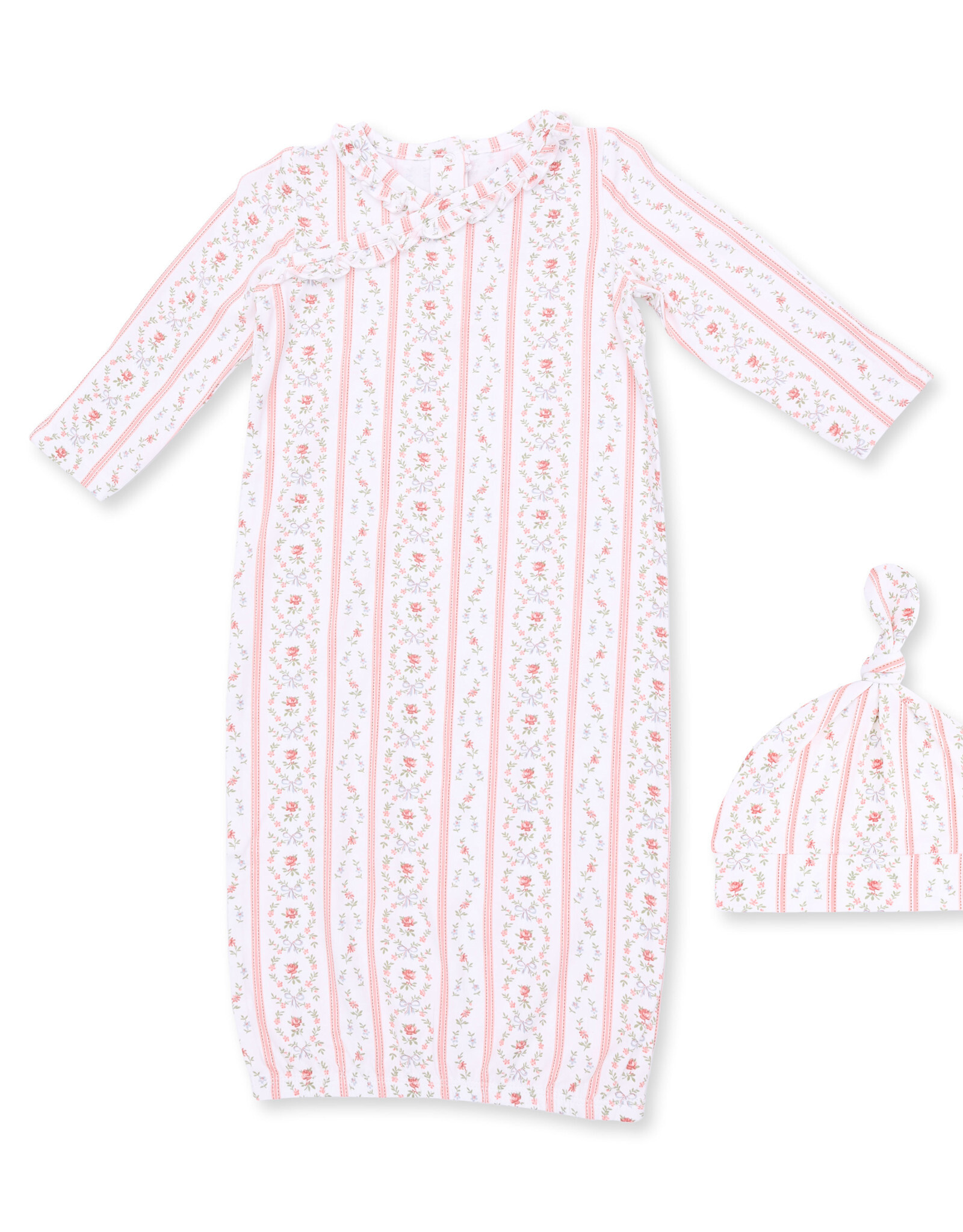 Angel Dear Marnie Rosebud Stripe - Kimono Gown and Knotted Hat