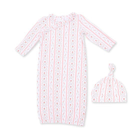 Angel Dear Marnie Rosebud Stripe - Kimono Gown and Knotted Hat