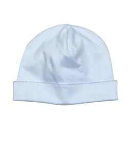 Baby Loren Blue Beanie Blue Picot Trim