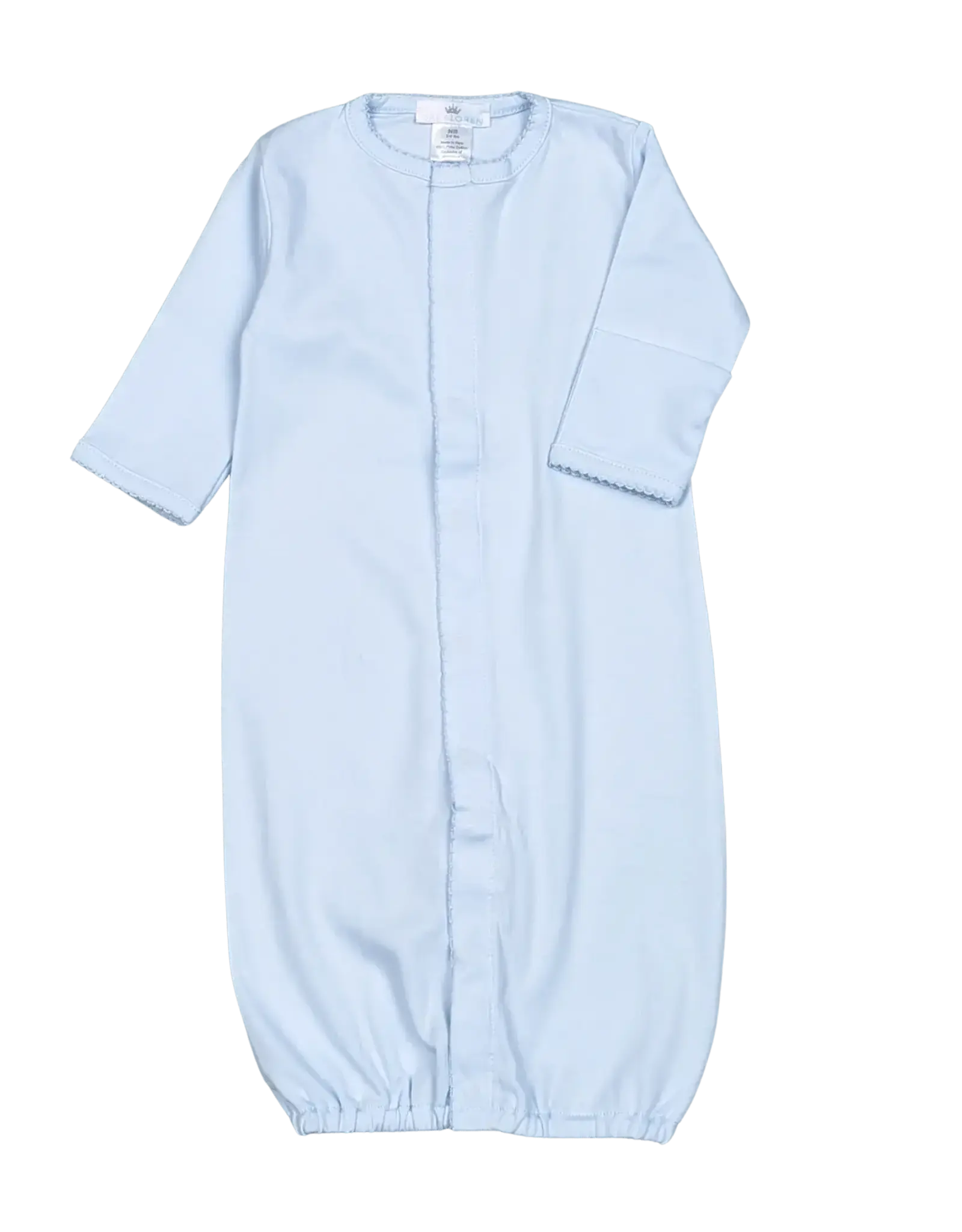 Baby Loren Blue Conv Gown Blue Picot Trim