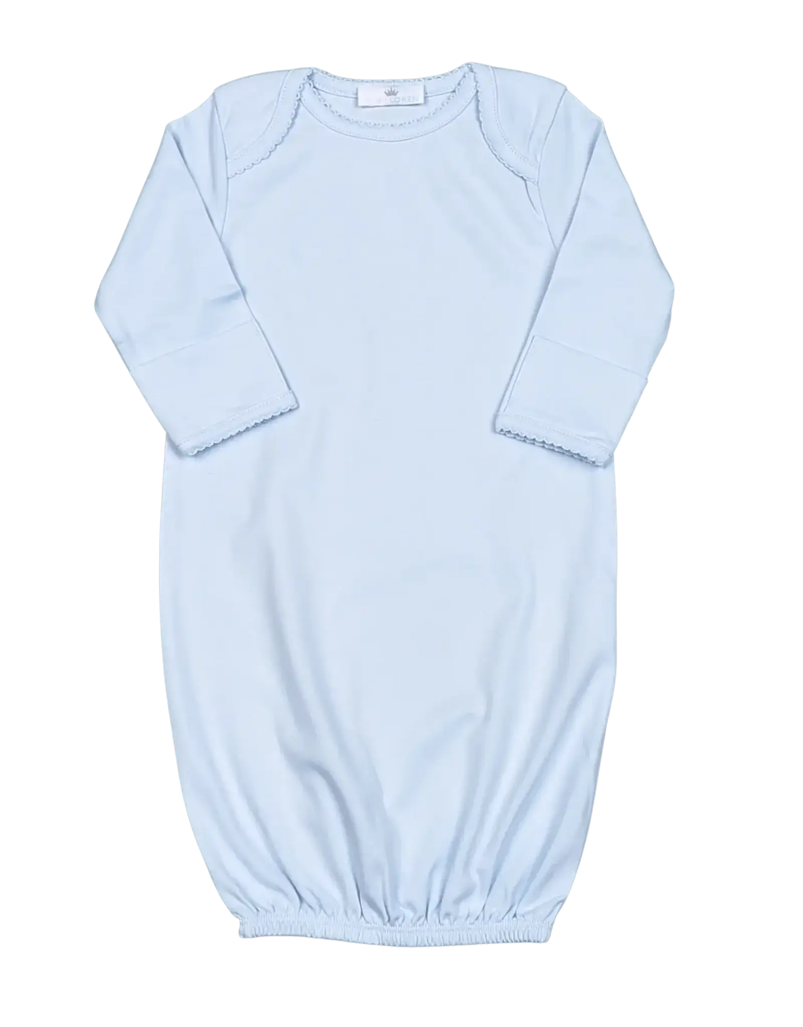 Baby Loren Blue Gown Blue Picot Trim