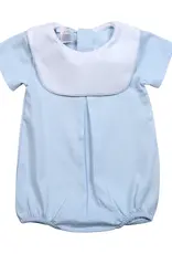 Baby Loren Blue Pima Bubble w/ White Bib