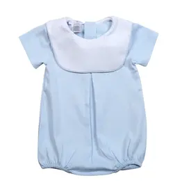 Baby Loren Blue Pima Bubble w/ White Bib