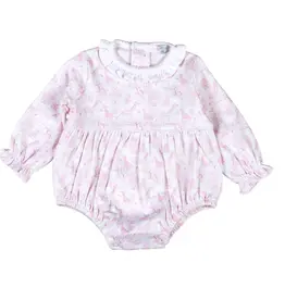 Baby Loren Pink Baby Safari Pima Ruffled Bubble
