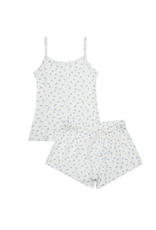 Iscream Blue Floral Pointelle Tank Short Set