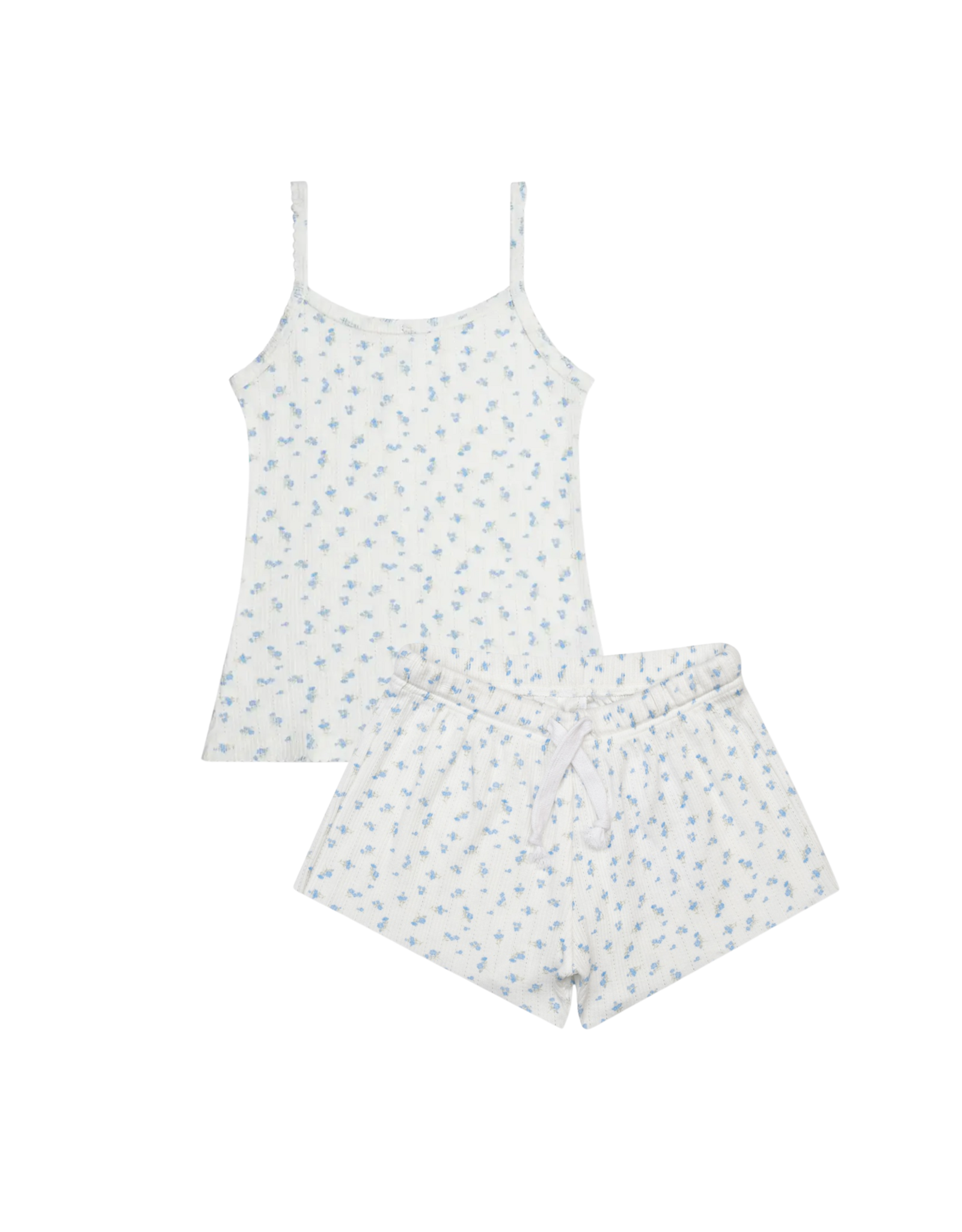 Iscream Blue Floral Pointelle Tank Short Set