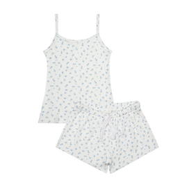 Iscream Blue Floral Pointelle Tank Short Set