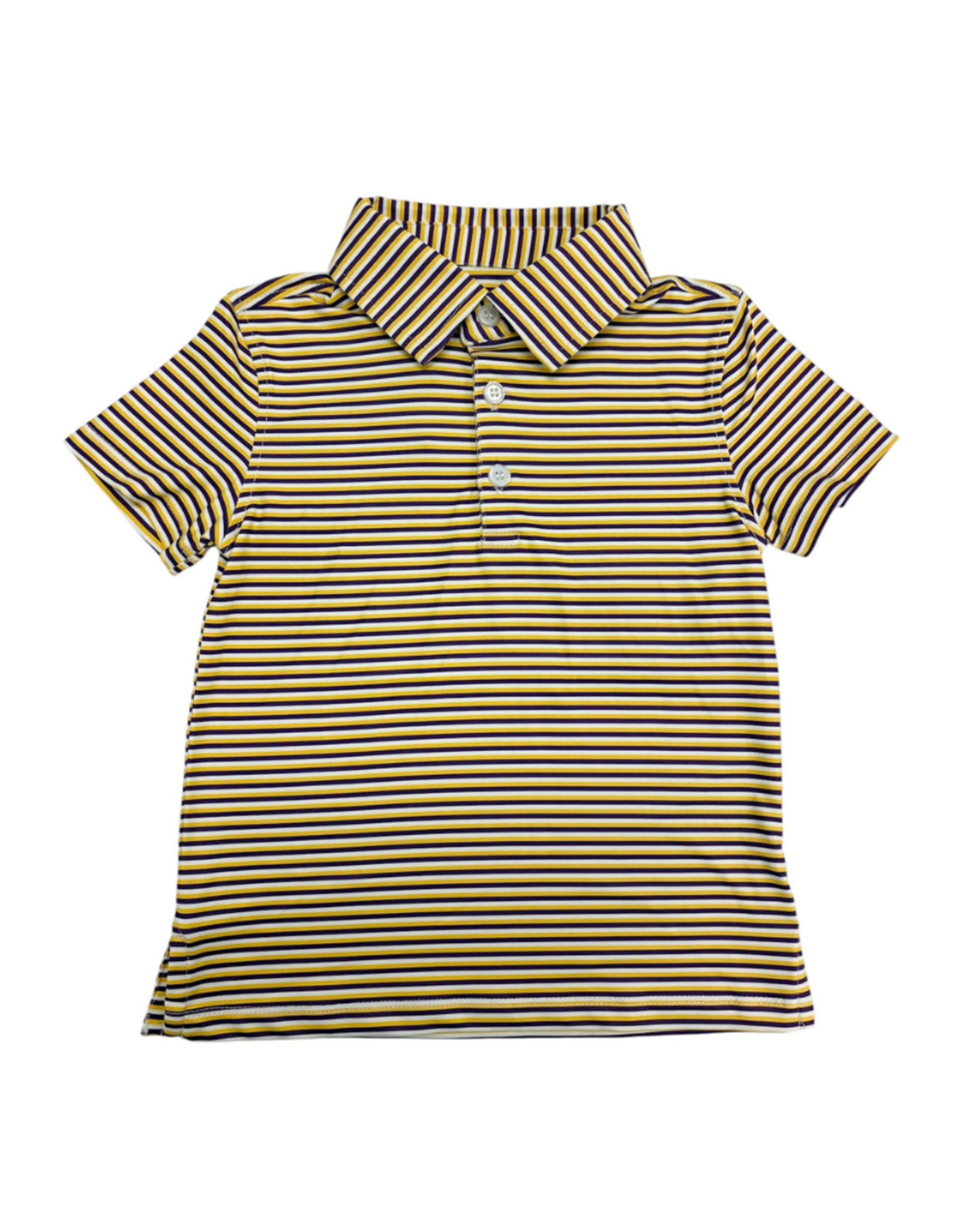 Purple Gold and White Stripe Performance Polo