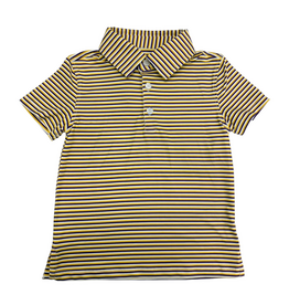Purple Gold and White Stripe Performance Polo