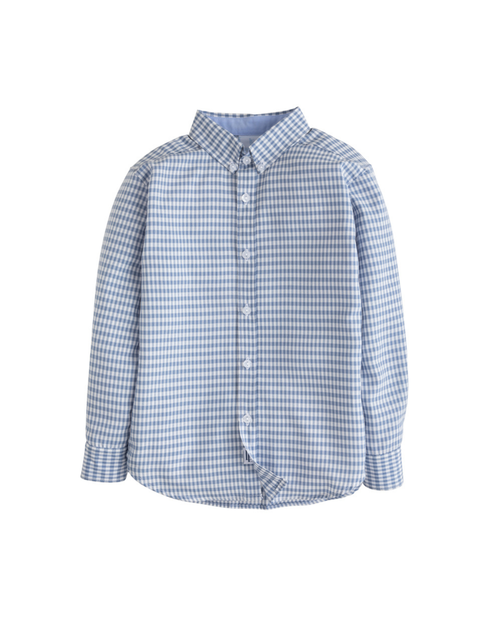 Little English Button Down Gray Blue Gingham Shirt