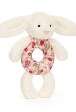 Jelly Cat Blossom 'Berry' Cream Bunny Ring Rattle