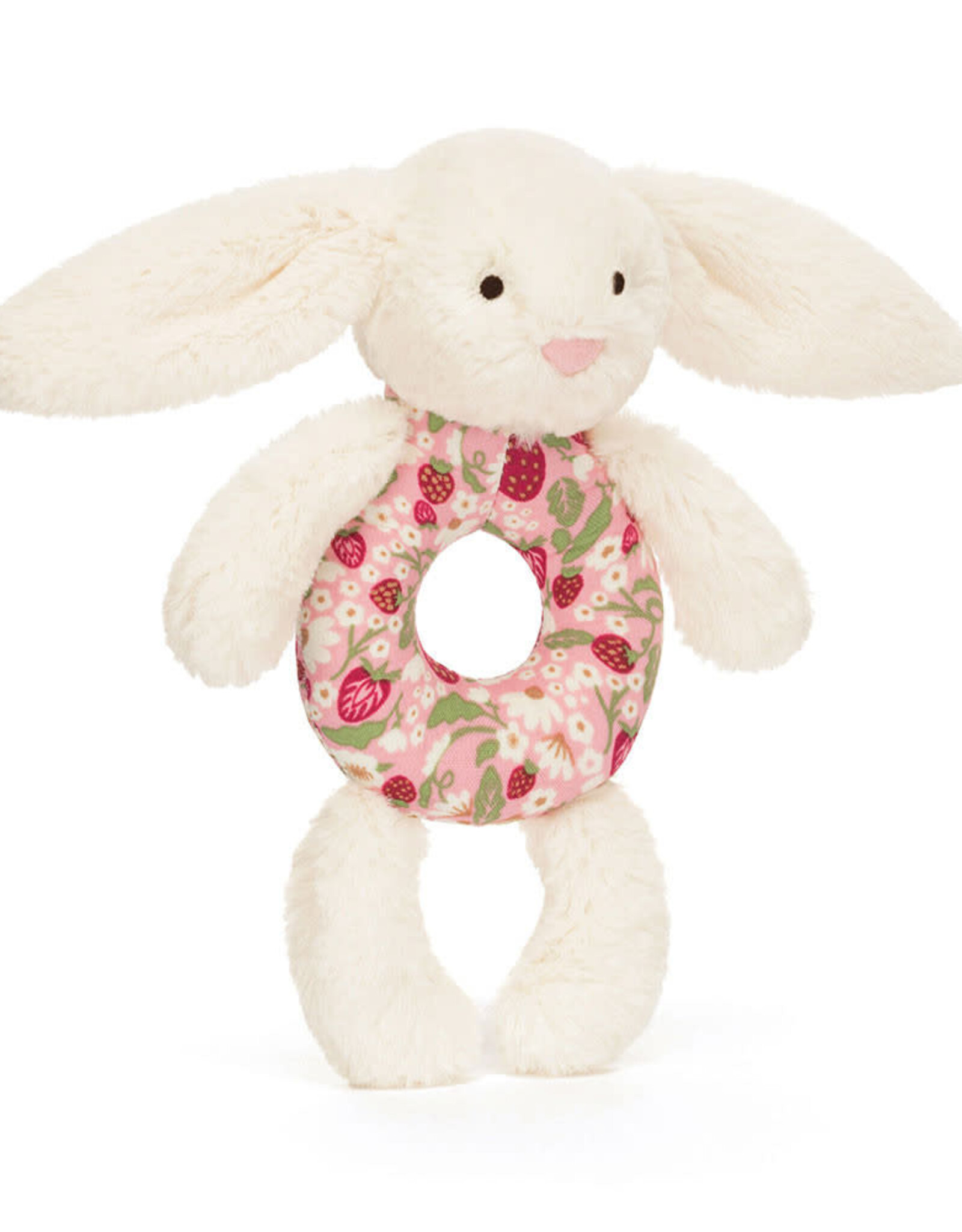 Jelly Cat Blossom 'Berry' Cream Bunny Ring Rattle